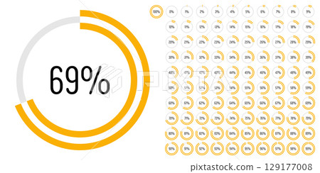 Set of circle percentage progress bar diagrams meters Set of circle percentage progress bar diagrams meters 129177008