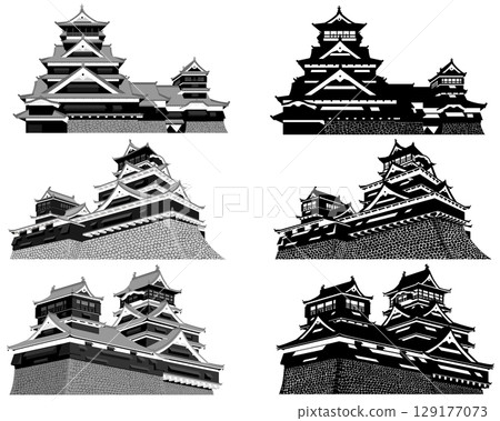 Kumamoto Castle main and small castle tower set Kumamoto Castle main and small castle tower set 129177073