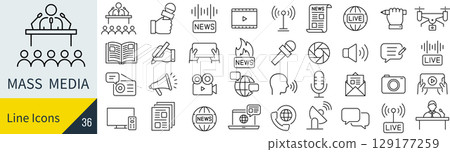 大眾傳播媒體圖標集 129177259