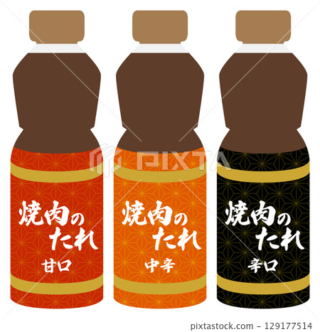 烤肉醬插圖，簡單向量素材，大量銷售，3種類型 129177514