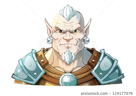 Portrait of a old man elf, fantasy elegant old elf face with pointed ears 129177876