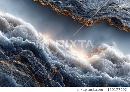 Luxury stone pattern. Marble polished surface. Veining details. Stone texture. 129177992