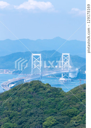 Naruto Strait and Onaruto Bridge seen from Awaji Island 129178169