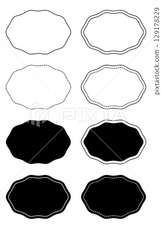 Monochrome oval rough label-style frame set Monochrome oval rough label-style frame set 129178229