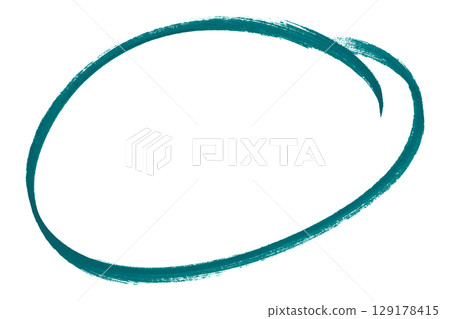Green pencil highlight circle mark isolated on transparent background 129178415