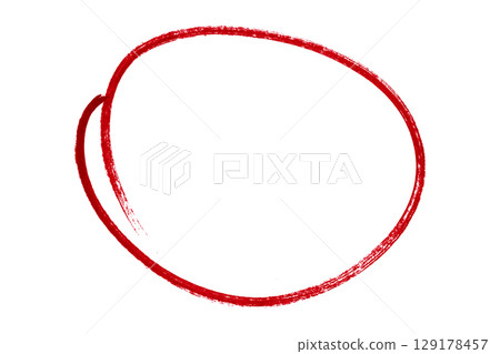 Red pencil highlight circle mark isolated on transparent background 129178457