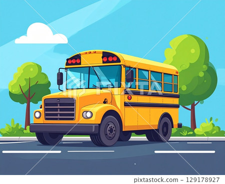 School bus simple illustration School bus simple illustration 129178927