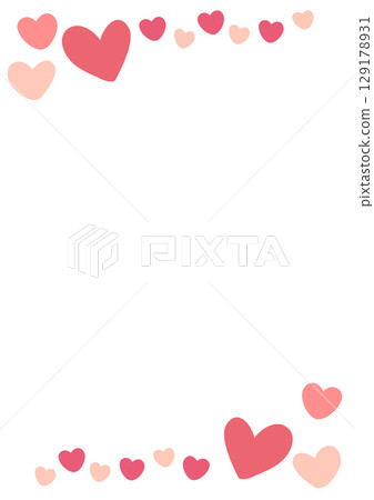 粉紅色手繪心形圖案框架背景 粉紅色手繪心形圖案框架背景 129178931