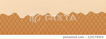 Creamy Dripping Topping Over a Textured Waffle Background Creamy Dripping Topping Over a Textured Waffle Background 129178958