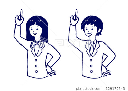 High school students pointing and explaining in pose number 1 129179343