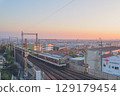Sunset at Ishikiri Station with a panoramic view of Osaka 129179454