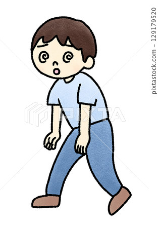Hand-drawn illustration of a dizzy man Hand-drawn illustration of a dizzy man 129179520