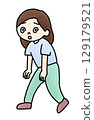 頭暈的女人的手繪插圖 129179521