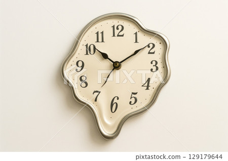 Melting time on a distorted wall clock. Melting time on a distorted wall clock. 129179644