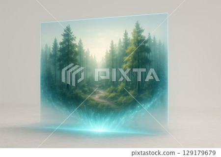 A holographic portal to the mysterious forest of the future. 129179679