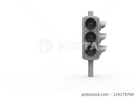 Traffic light with off signals on a light background. Space for text. Traffic light with off signals on a light background. Space for text. 129179760