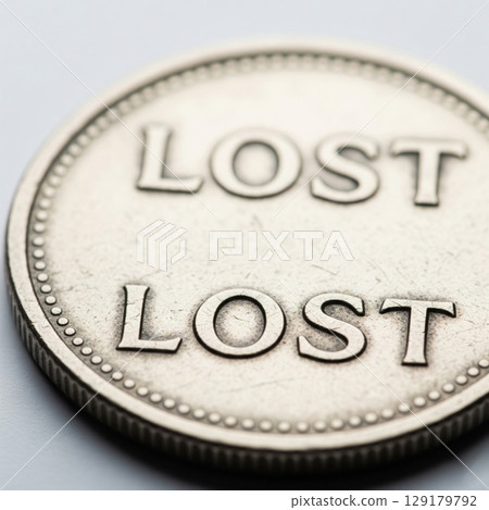 A coin with the inscription LOST on both sides. A coin with the inscription LOST on both sides. 129179792