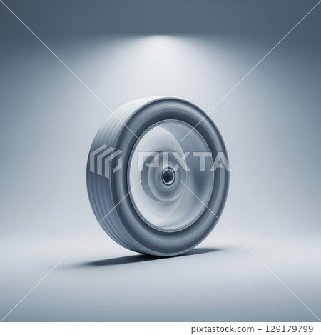 A tire spinning in empty space. 129179799
