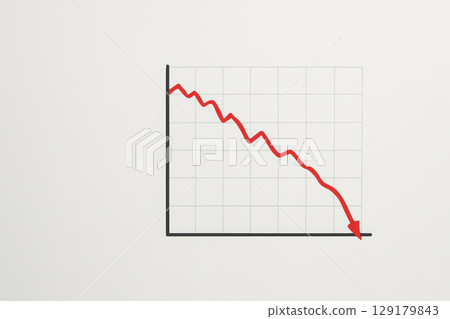 Falling financial chart with a sharp decline. Space for text. 129179843