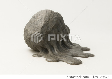 Stone melting into liquid on a light background. Space for text. 129179878