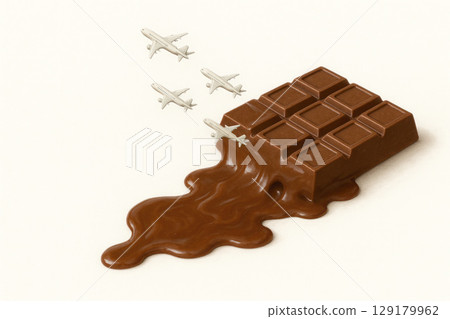 Chocolate from which planes fly out. Space for text. 129179962