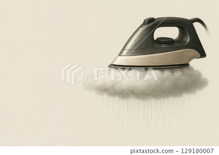 The iron is stroking the cloud. Space for text. 129180007