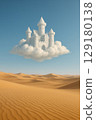 A fairytale castle of clouds hovers over the sandy desert. 129180138