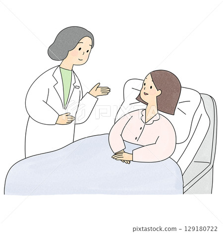 住院婦女和醫生為她檢查 住院婦女和醫生為她檢查 129180722