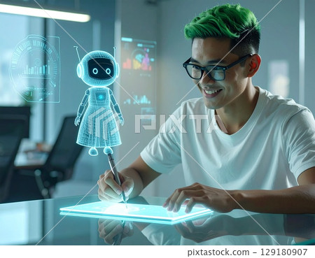 工程師與人工智慧助理合作 129180907