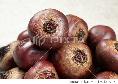 Unpeeled Red Beetroot Close-Up, Fresh from the Farm 129180917