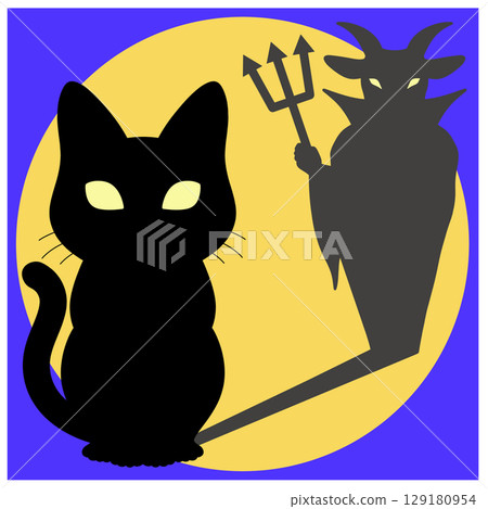 萬聖節_黑貓和魔鬼 萬聖節_黑貓和魔鬼 129180954