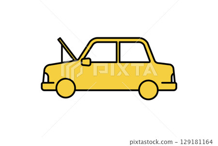 敞篷轎車，簡單可愛的線條畫圖標 129181164