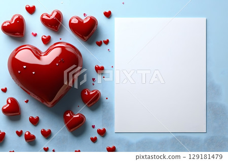 Valentine's Day Heart-Themed Greeting Card Design with Copy Space Generative AI 129181479
