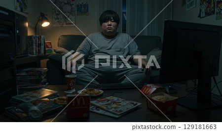 Hikikomori male illustration material 129181663