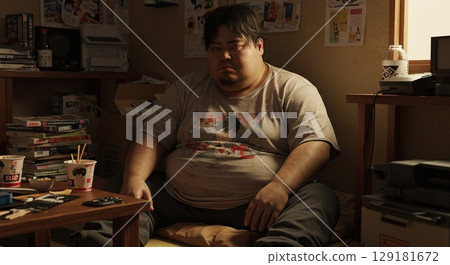 Hikikomori male illustration material 129181672