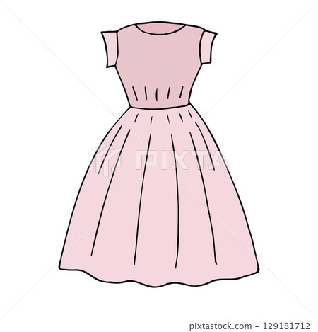 Vector hand drawn sketch doodle colored dress 129181712
