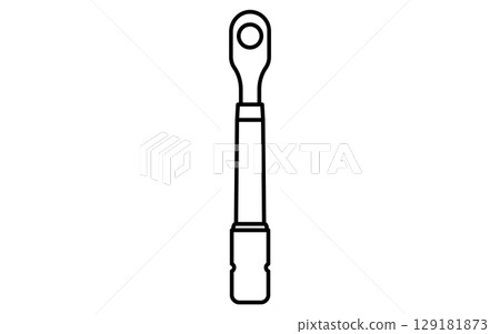 Torque wrench, simple and cute line drawing icon 129181873