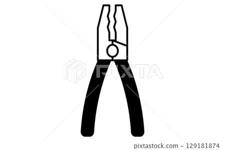 Pliers, a simple and cute line drawing icon 129181874