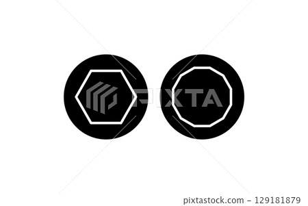 六角和十二角插座，簡單可愛的線條圖標 129181879