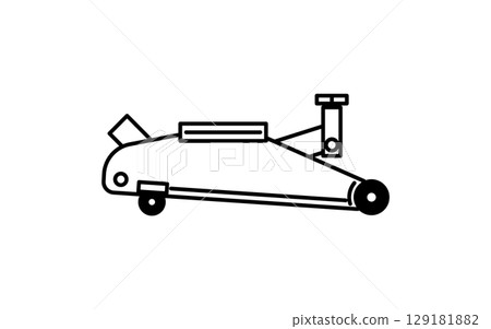 Floor jack, simple and cute line drawing icon Floor jack, simple and cute line drawing icon 129181882