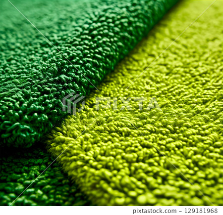 Soft Green Textile Close-up with Dense Fibers 129181968
