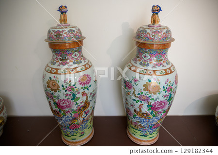 Porcelain exhibition in Munich Residenz, royal palace of Bavaria with large art collection, in Munich, Germany 129182344