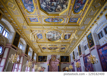 Imperial Hall in Munich Residenz, royal palace of the monarchs of Bavaria, with large art collection, in Munich, Germany 129182400
