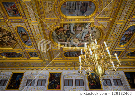 Imperial Hall in Munich Residenz, royal palace of the monarchs of Bavaria, with large art collection, in Munich, Germany 129182403