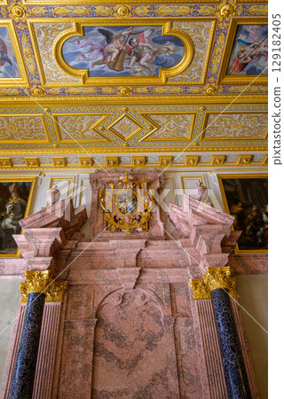 Imperial Hall in Munich Residenz, royal palace of the monarchs of Bavaria, with large art collection, in Munich, Germany 129182405