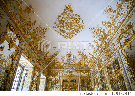 Ancestral Gallery in Munich Residenz royal palace of Bavaria, with large art collection, in Munich, Germany 129182414