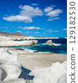 White chalk cliffs in Sarakiniko, Milos island, Cyclades, Greece 129182530