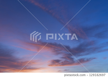 Fiery orange sunset sky. Beautiful sky Fiery orange sunset sky. Beautiful sky 129182697