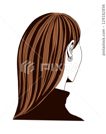 直髮年輕女子：背影 129182856