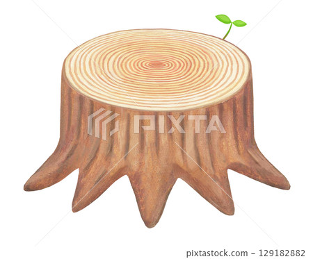 樹樁插圖 - 有芽 129182882
